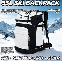 Sac à dos de ski grande capacité, imperméable, sac à bottes de ski 55L, sac à dos de snowboard avec compartiment pour casque, sac de transport pour équipement de ski d'extérieur