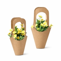 Sac de transport pour fleurs en papier avec fenêtre transparente, emballage pliable pour bouquets, pour fleuristes et boutiques de cadeaux