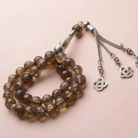 Chapelet musulman Zan Beads 33 perles de 10 mm en ambre artificiel transparent, chapelet islamique Tasbih, chapelet islamique