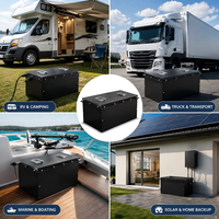 Batterie LiFePO4 rechargeable 24V/12V 50Ah-314Ah avec boîtier en acier robuste, BMS intelligent et application Bluetooth pour camping-car et climatisation de stationnement