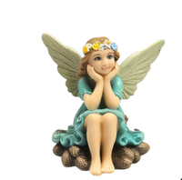 Ensemble de 4 pièces de fées miniatures de jardin en résine Mini figurine adorable Kit d'accessoires féeriques personnalisés pour la décoration extérieure de la cour