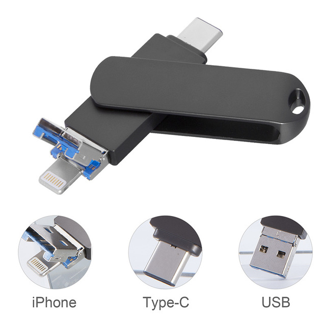 OTG Swivel USB 3.0 Metal Flash Drive Type C with Custom Logo 128GB/256GB New High Speed for Android & iPhone
