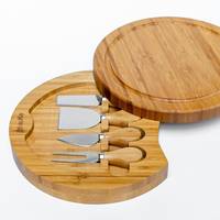 Mini planche à fromage en bambou portable avec ensemble de couverts lame en acier inoxydable facile à transporter pour fromage et charcuterie