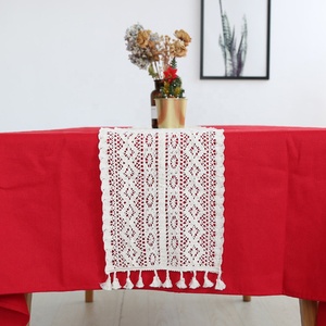 Camino <span class=keywords><strong>de</strong></span> <span class=keywords><strong>mesa</strong></span> <span class=keywords><strong>de</strong></span> encaje con borlas, estilo europeo, <span class=keywords><strong>para</strong></span> hogar, restaurante, cafetería, bonito y económico, con diseño floral calado <span class=keywords><strong>de</strong></span> algodón - Product Image 6