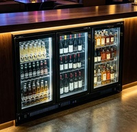 Réfrigérateur à boissons sous comptoir avec refroidissement par ventilateur, 3 portes vitrées, vitrine réfrigérée pour boissons, pour bar