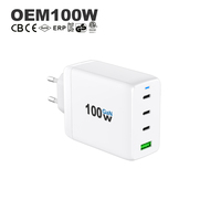 Chargeur mural USB-C 100W pour téléphone portable et ordinateur portable, adaptateur de charge rapide multiple QC 30W PD GaN 100W Type-C
