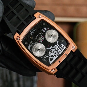 Orologio Meccanico Scheletrato di Alta Gamma, in Oro Rosa 18K, con Comodo Cinturino in Gomma Nera, Tourbillon Inclinato a 30 Gradi, Orologio di Lusso - Product Image 5