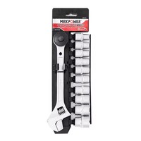 Maxpower-Jeu de 11 clés à douille mécaniques de haute qualité pour usage intensif, kit d'outils