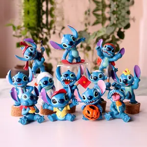 Karakter Anime Stitch kualitas tinggi model pajangan PVC figur aksi mainan patung kecil untuk anak-anak figur Stitch