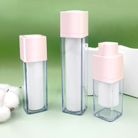 15 ml 30 ml 50 ml bouteille d'essence carrée à tête de presse à rotation cachée émulsion bouteille sans air