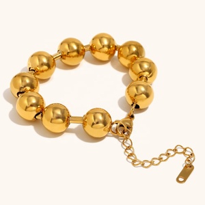 Dingran Stainless Steel <strong>Bracelet</strong> Trendy Design Tarnish Free 18K Gold Plated <strong>Large</strong> <strong>Beads</strong> <strong>Bracelets</strong> - Product Image 5