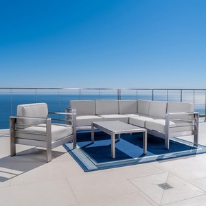 Ensemble <span class=keywords><strong>de</strong></span> canapés combinés en <span class=keywords><strong>bois</strong></span> et acier inoxydable <span class=keywords><strong>de</strong></span> luxe moderne pour l'extérieur, idéal pour les hôtels, les jardins et les salons <span class=keywords><strong>de</strong></span> villas - Product Image 2
