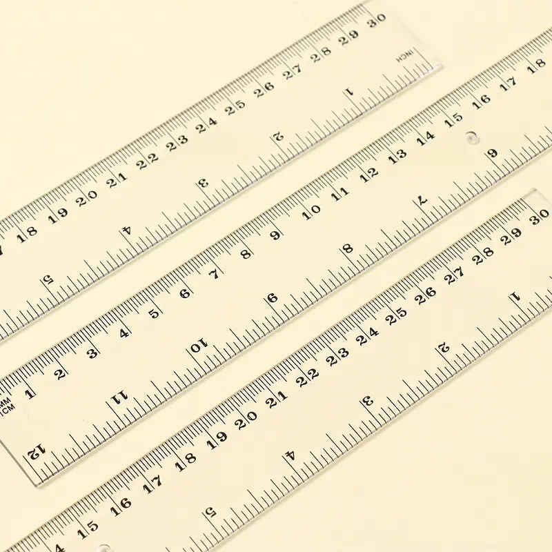 Прозрачный, 30 см, 12 дюймов, прямая прозрачная пластиковая линейка, набор измерительных инструментов с упаковкой для школьного офиса