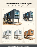 Maison préfabriquée en conteneur de 20 pieds ou 40 pieds, maison modulaire en acier prête à l'emploi pour les centres de glamping