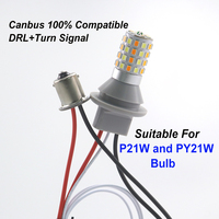 Kit LED Switchback PY21W BAU15S 1156 12V Canbus sans erreur, blanc DRL clignotant ambre pour voiture et fourgonnette européennes