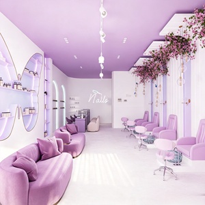 Diseño Interior de Salón de Uñas, Personalización Completa de la Habitación, Estilismo de Belleza, Salón de Peluquería, Renovación de Tienda de Uñas en Color Morado - Product Image 3