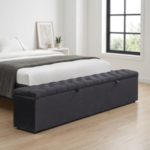 Willsoon Modern Design King/Queen Size <strong>Platform</strong> <strong>Bed</strong> <strong>with</strong> <strong>Storage</strong> Wooden Panel and Tufted Headboard for Home - Product Image 4