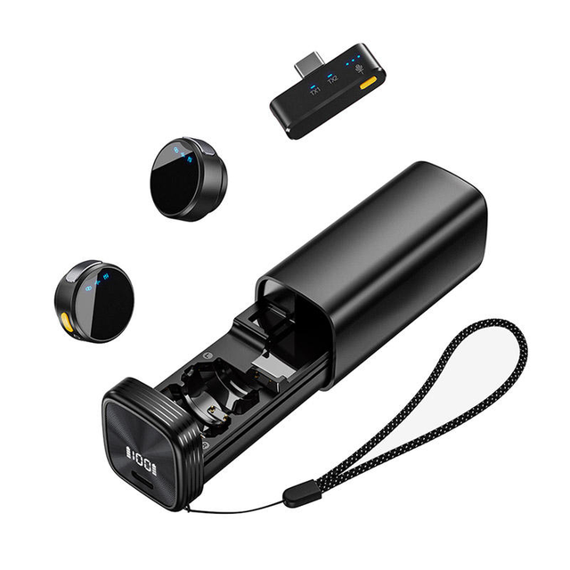Mini Wireless Microphone for Content Creators 2.4G Plug-and-Play Lavalier Mic with Charging Box for Video Recording Interview