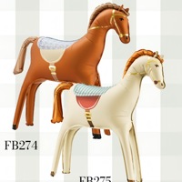 Ballons en aluminium 3D en forme de cheval de dessin animé blanc et marron Ballon noble pour décorations de fête d'anniversaire