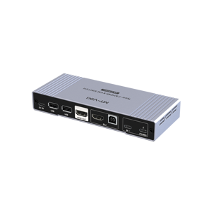สวิตช์ KVM HDMI อลูมิเนียมอัลลอยด์แบบแมนนวล 2 พอร์ต 4K60Hz พร้อมพอร์ต Type C อินพุต USB2.0 ฮับ ปุ่มควบคุม และการควบคุมผ่านเดสก์ท็อปสำหรับคอมพิวเตอร์ 2 เครื่อง - Product Image 2