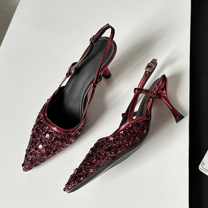 2024 New Fashion Sandals Sequins Pointed Heel Shoes 8.5CM High Shoes Hot <b>Sale</b> - Product Image 4