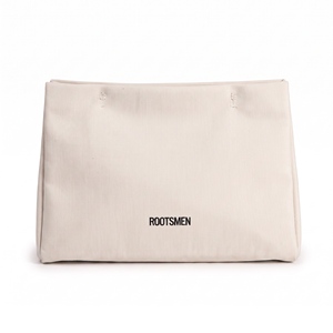 Large Capacity White Elegant Premium Makeup Bag Canvas Snap and Open Design Bag for <b>Cosmetic</b> <b>Storage</b> - Product Image 6