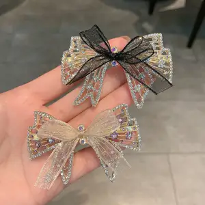 Korea bowknot rhinestone hair clip bright zircon fashion spring french barrette for girls
