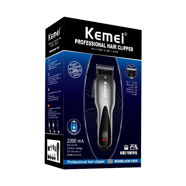 Kemei KM-1929 बिजली दाढ़ी Trimmer के साथ सीमित कंघी Trimmer उस्तरा पेशेवर रिचार्जेबल बाल काटने की मशीन