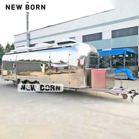 NEW BORN Camion-remorque de restauration rapide vintage, entièrement équipée pour café, crème glacée, snacks, bonbons et chips - en acier inoxydable, isolée, résistante à la rouille