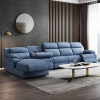 Erstklassiges Modernes Klappbares Wohnzimmer-Set mit Ausziehbarem Kunstleder-Ecksofa und Holzrahmen