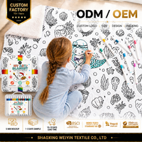 Couverture en polaire Sherpa personnalisable pour enfants, à colorier soi-même, avec marqueurs lavables et réutilisables, motifs géométriques, personnages de dessins animés, graffiti éducatifs