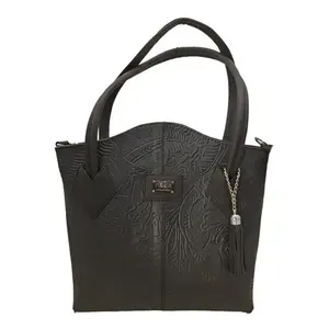 Sac à main Fana Penelope en cuir véritable noir, deux sangles, fermeture à rabat, grande capacité, sac décontracté pour femmes - Product Image 4