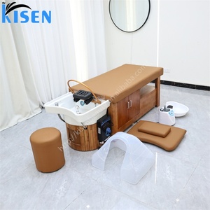 Kisen Wood Furniture Shampoo <b>Bed</b> Head Spa Japeness Hair Treatment Customized Salon Machine with Cabinet <b>Stool</b> - Product Image 2