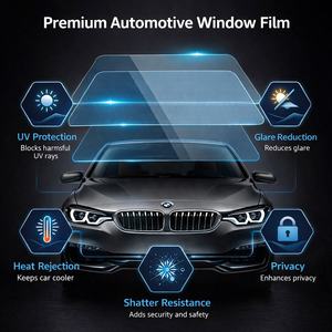 Film teinté coloré pour vitres de voiture, sensation peau, 90% de rejet IR, 99% de rejet UV, intimité, isolation thermique, 1.52x30m, matériau PET, 2 mil - Product Image 3