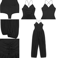 C7738 Combinaison élégante d'été pour femme, sexy, en maille, à fines bretelles, pantalon long, tenue tendance pour dames