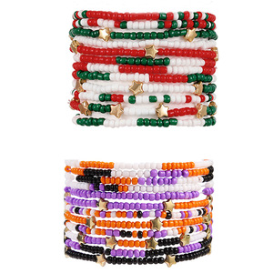 Halloween <b>Beaded</b> <b>Bracelet</b> Set Multicolor Seed Beads Star Design Party Jewelry Unisex - Product Image 1