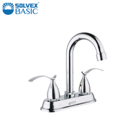 Robinet de lavabo double poignée SOLVEX 4 pouces classique à montage sur plan, finition chromée, acier inoxydable, design élégant, très rentable