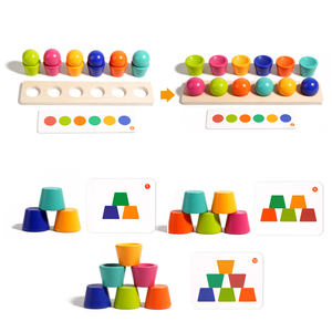Jeux de tri et d'appariement de boules colorées Montessori, jeux de cartes de puzzle à empiler, jouets éducatifs pour développer les capacités motrices pour les enfants, garçons et filles - Product Image 4