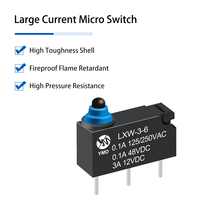 Micro-interrupteur étanche à trois pattes de petite taille, indice de protection IP67, pour serrure de porte de voiture, normalement ouvert/normalement fermé, 3A 125VAC PA66