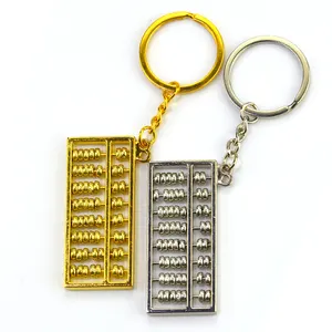 Simulation Novelty Souvenir 3D Mini Zinc Alloy Plating Gold Silver Pendant 8-speed Abacus Key Chain Metal Abacus Keychain