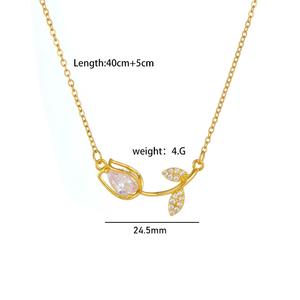 <span class=keywords><strong>Collana</strong></span> con fiore di <span class=keywords><strong>tulipano</strong></span> per donna, design unico, versatile, <span class=keywords><strong>collana</strong></span> in acciaio al titanio di alta qualità N26302 - Product Image 1