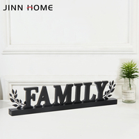 Signe de lettre en bois de pin noir belle découpe sur pied 'FAMILY' décor à la maison petite boîte sculpture florale affichage de Table au Laser
