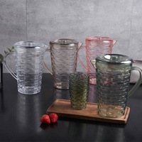 Carafe à eau sans BPA de 64 onces, transparente, en plastique, avec couvercle et gobelets