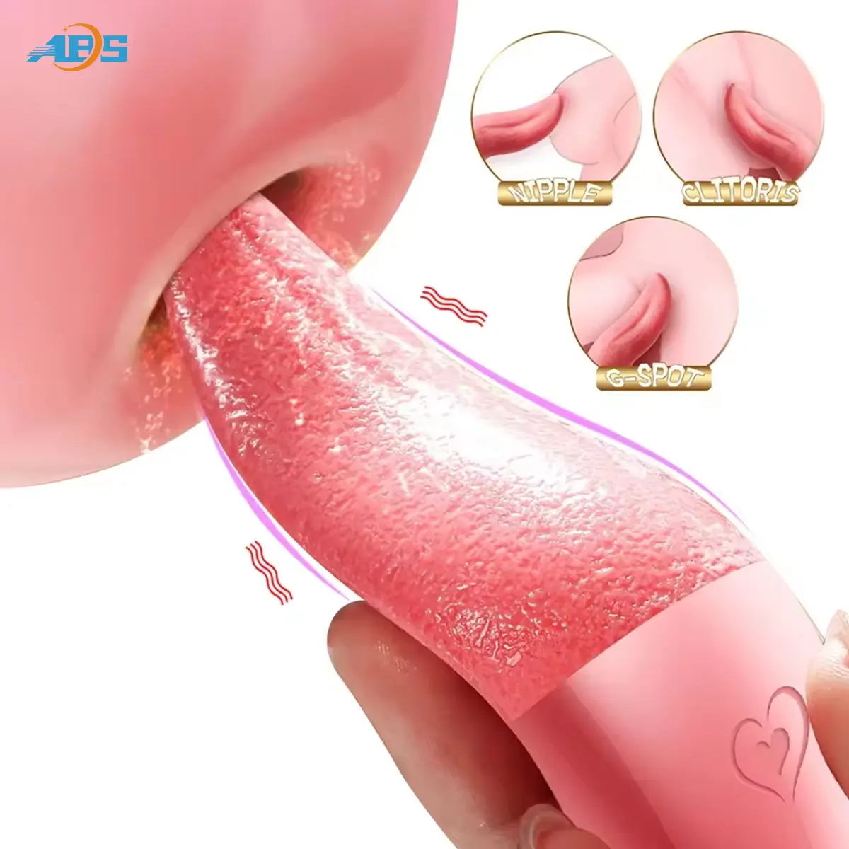 Vibrador de silicone para mulheres, brinquedo sexual macio para lamber, massagear e lamber, língua rosa, clitóris, mamilo, longo e rosa