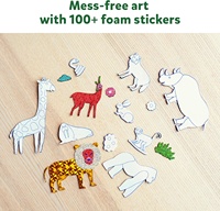 Kit d'activités artistiques en feuille d'aluminium sur le thème des animaux pour enfants, Ensemble d'activités de peinture par transfert magique, Projet artistique DIY sans désordre sur le thème des animaux de la jungle