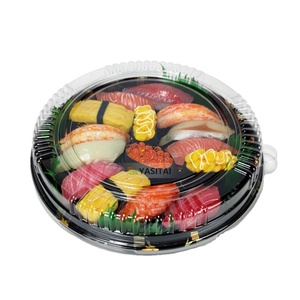 High Quality Wholesale Custom Cheap Sushi Container Plastic Round Clear Plastic Sushi Party Trays