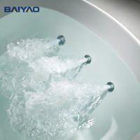 Baignoire de massage à remous en acrylique, vente directe usine, avec panneau latéral en verre, robinet cascade et éclairage LED, idéale pour hôtels et villas