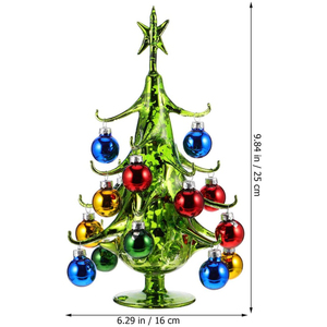 Mini Xmas <strong>Tree</strong> <strong>Tabletop</strong> Glass Green <strong>Tree</strong> with Mini Glass Ball Desktop Decoration Xmas Ball Ornament Holiday Decor Eco-friendly - Product Image 6