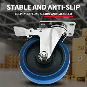 Stainless Steel Iron Nylon Swivel Caster Wheel 125mm Polyurethane with Brake Locking Mechanism Industrial Use 250kg Capacity - Product Image 6