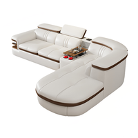 Canapé d'angle modulaire nordique 7 places 2025 en cuir microfibre en forme de L avec haut-parleur Bluetooth pour salon